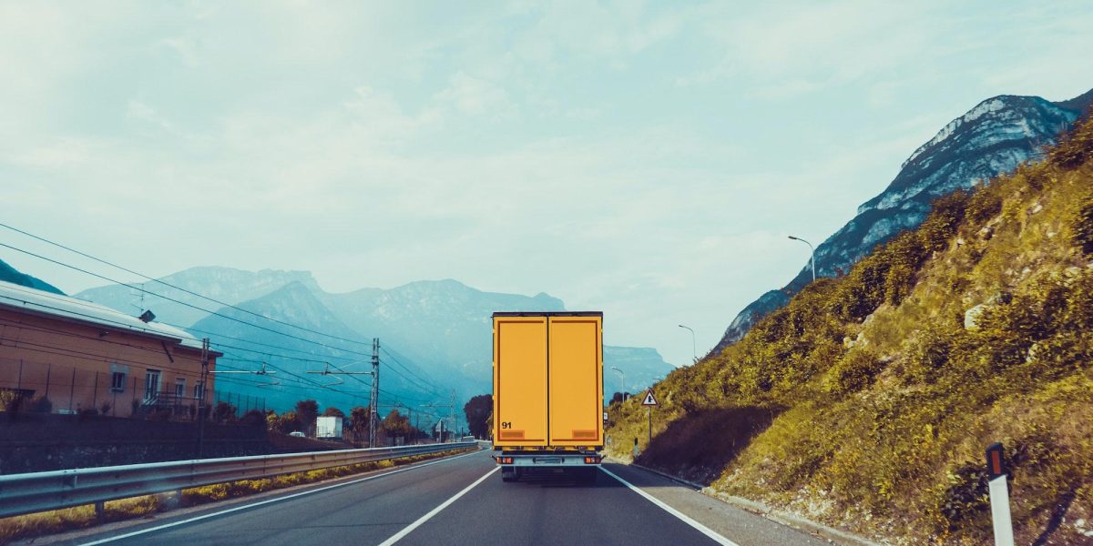 Cargo truck on the mountain. truck on road. Cargo transportation Cargo truck on the mountain. truck on road. Cargo transportation